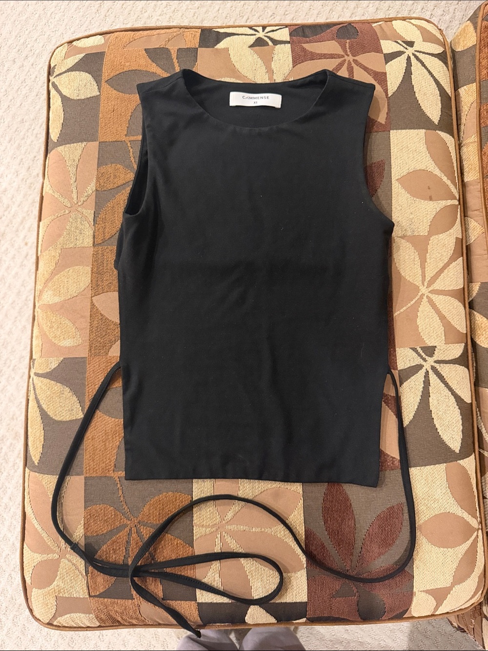 Commense Black Sleeveless Tie-Waist Tank